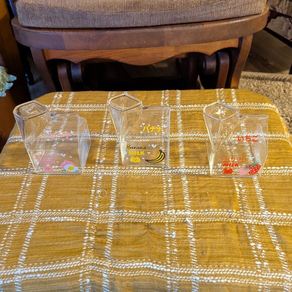 Kawaii Glass Milk Carton Clear Cups, 3 pieces - Picture 8 of 8